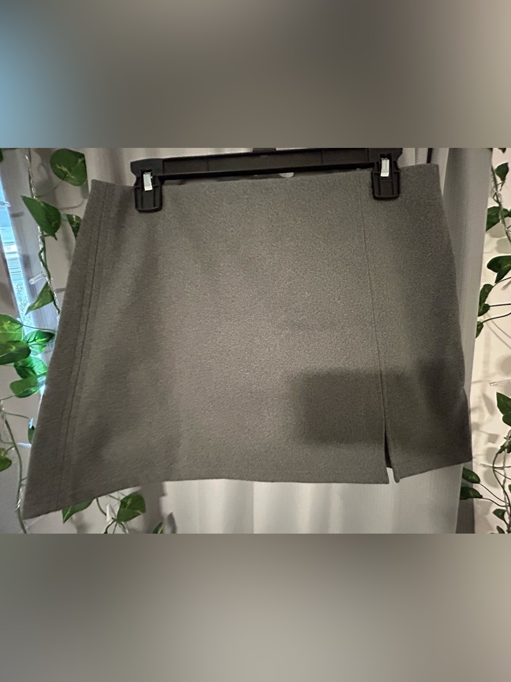 Grey mini skort with subtle slit